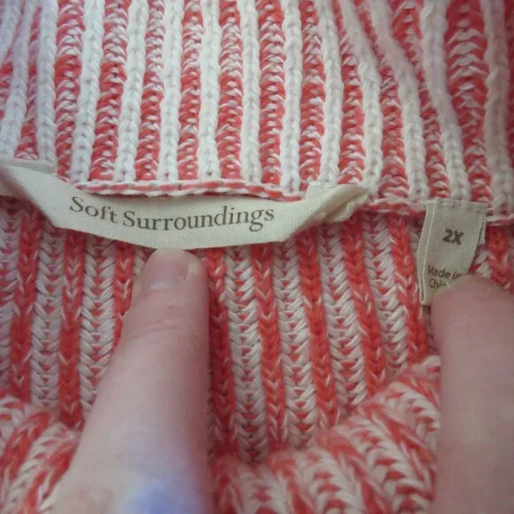 SOFT SURROUNDINGS Ribbed Funnel Neck Oversized Drop Shoulder Sweater - Size 2X - Picture 14 of 15